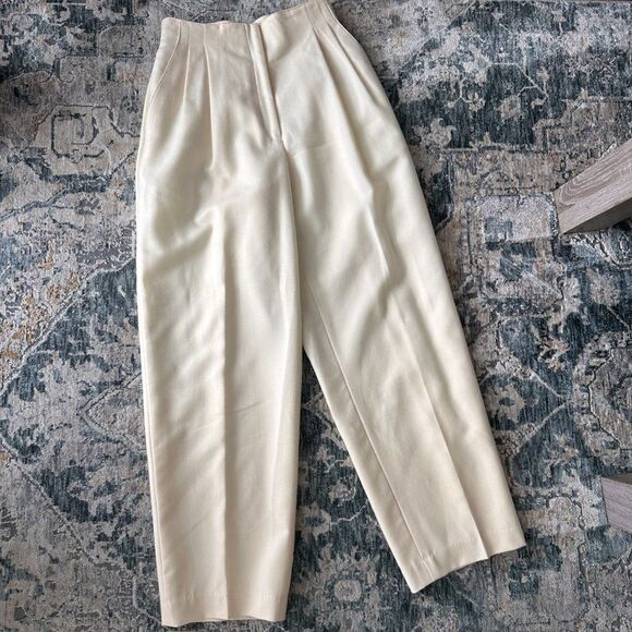 Vintage high waist 100% wool cream trousers - Picture 8 of 9